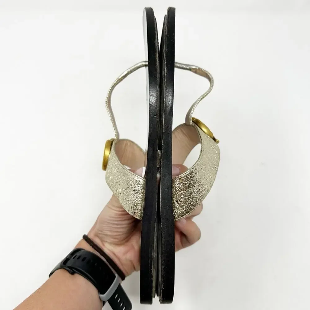 Gucci Marmont GG Metallic Thong Sandals Womens Size EU 38